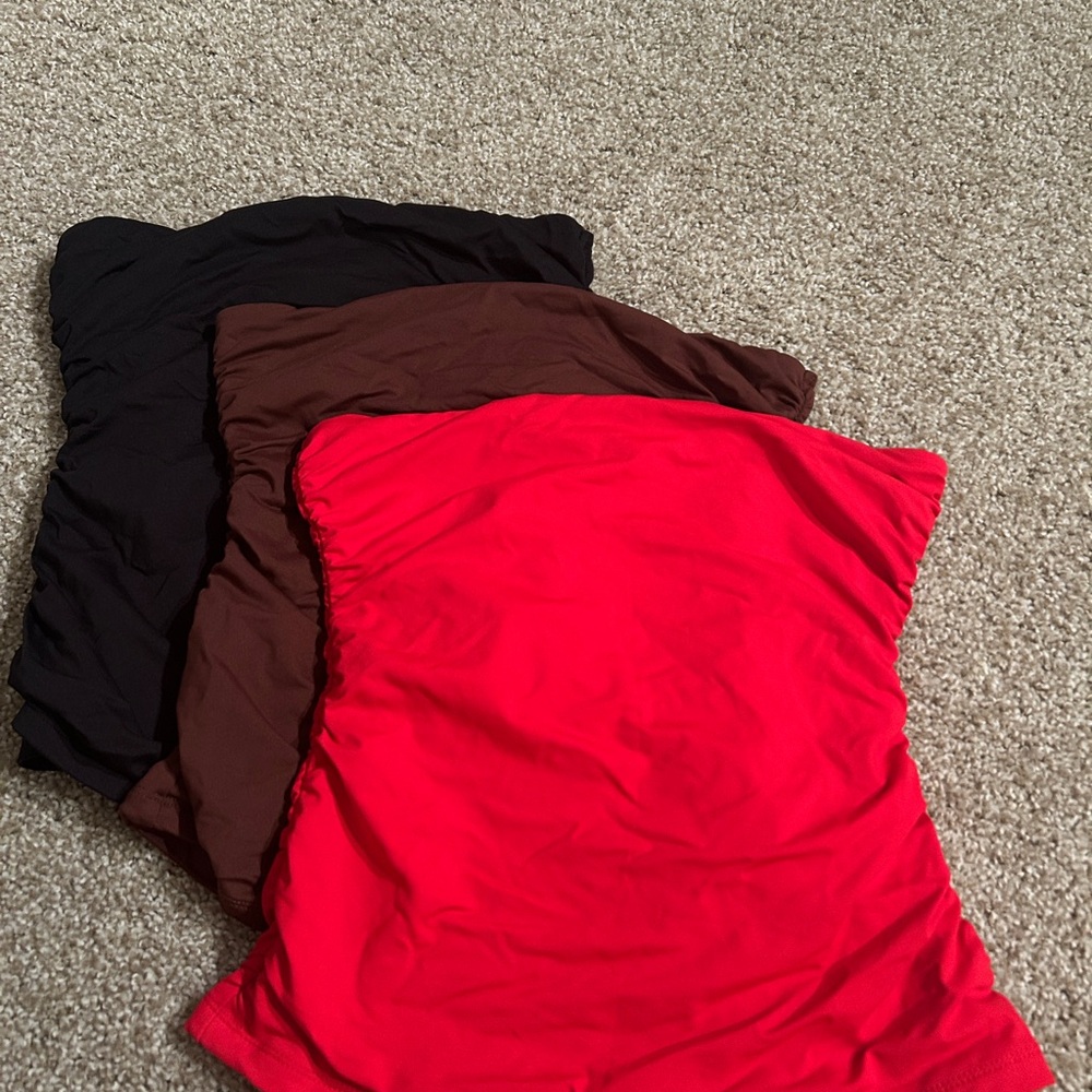 Tube Tops Strapless House of harlow scrunch red black brown